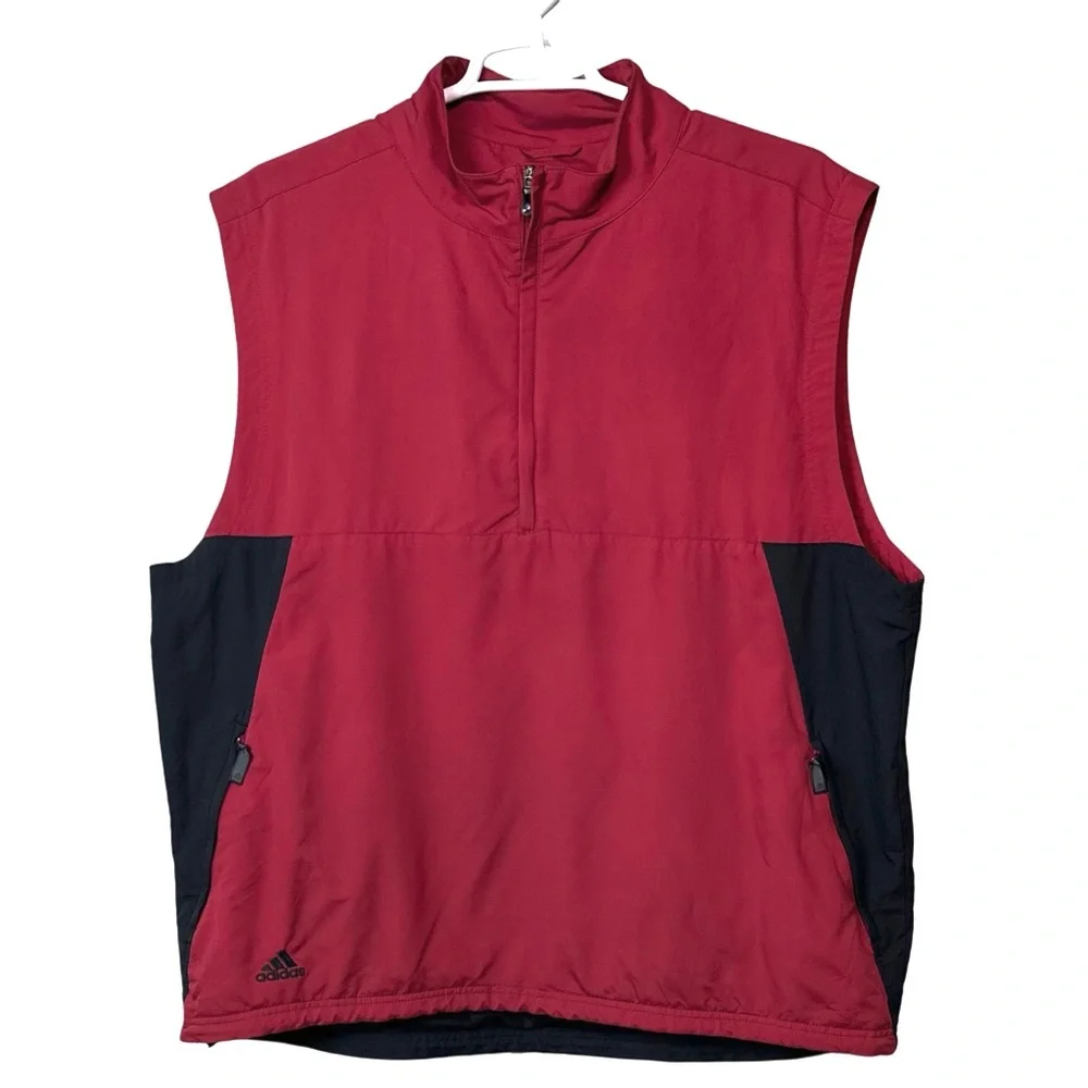 Adidas ClimaProof Golf Windbreaker Vest Maroon‎ Black Mens 2XL
